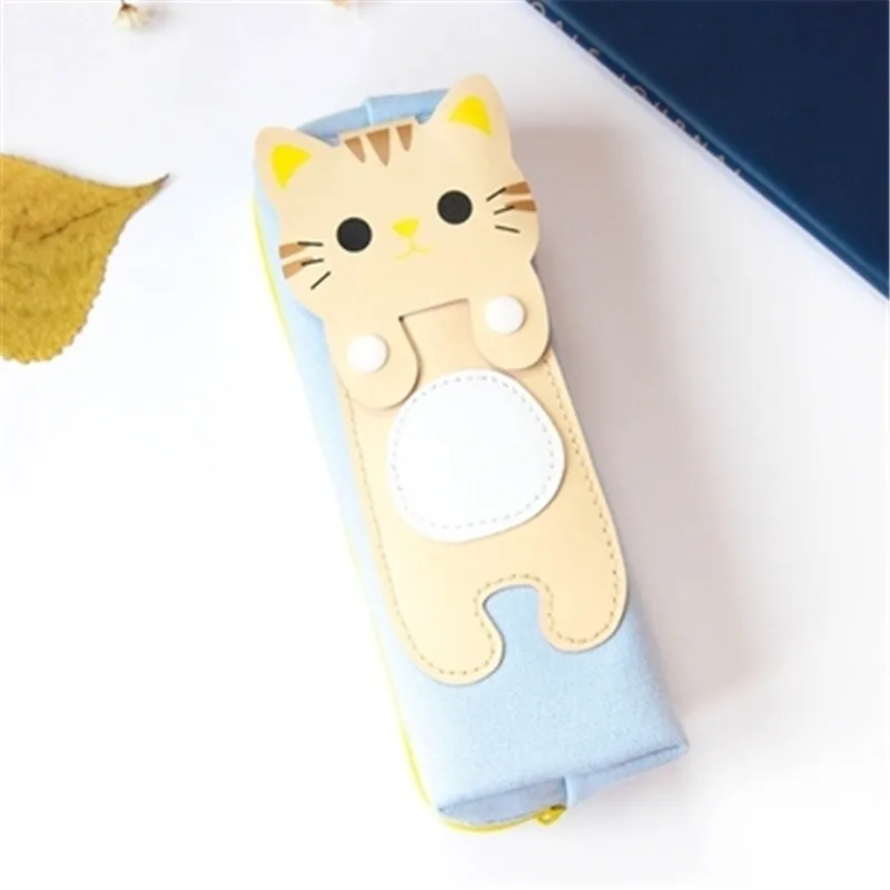 Kawaii Cute Cat Canvas Pencil Case Storage Organizer Pen Bags Pencilcase Pouch School Supply Stationery Cosmetic Makeup Bag Gift (45)