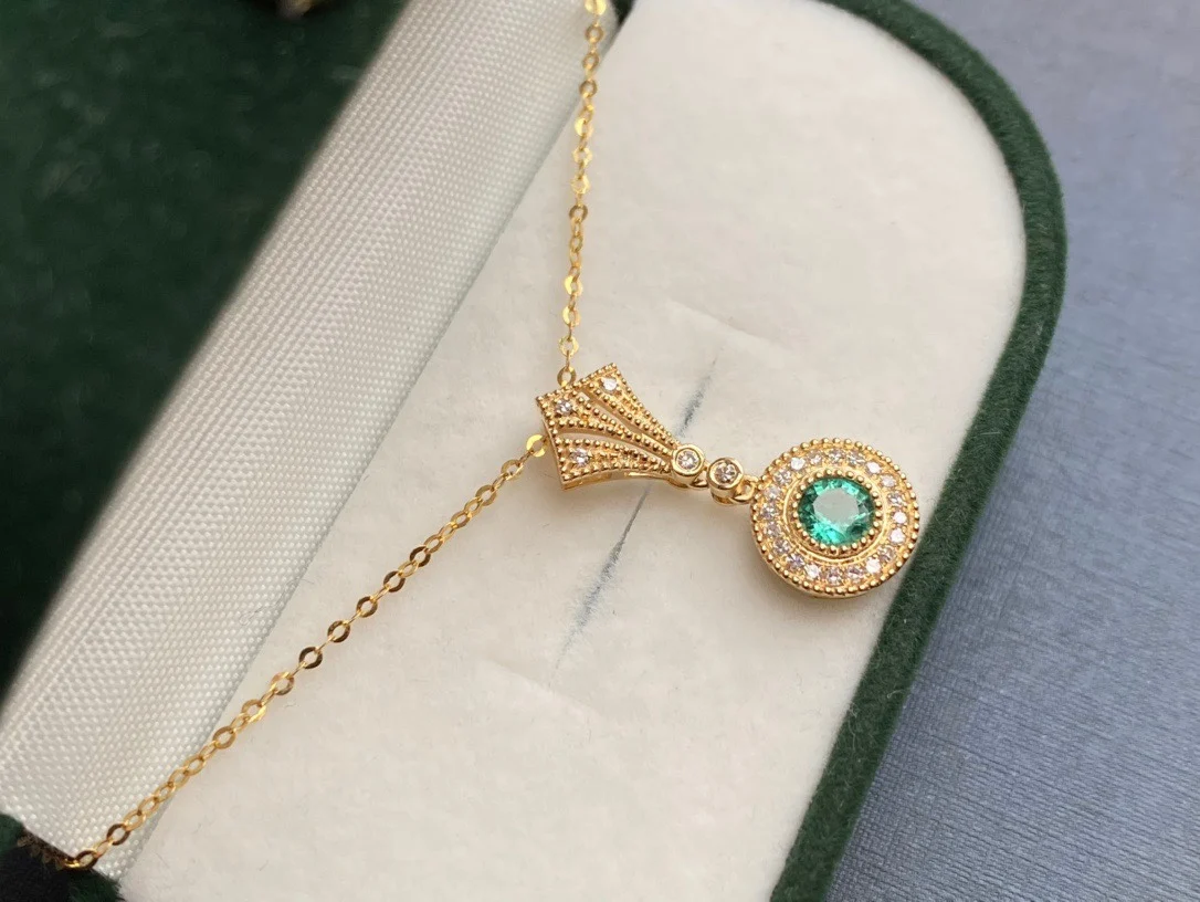 JHY Твердые 18K золото природы 0.235ct зеленый изумруд драгоценные камни для женщин