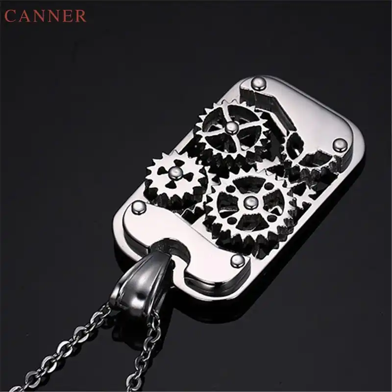 canner steampunk jewelry stainss steel necklace men cool gear