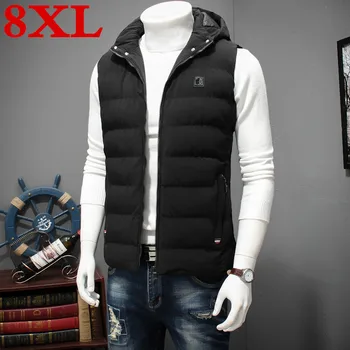 

new plus size 8XL 7XL 6XLhigh qualit Men's cotton vest winter Men's fashion hooded vest casual warm Large size men's jackets