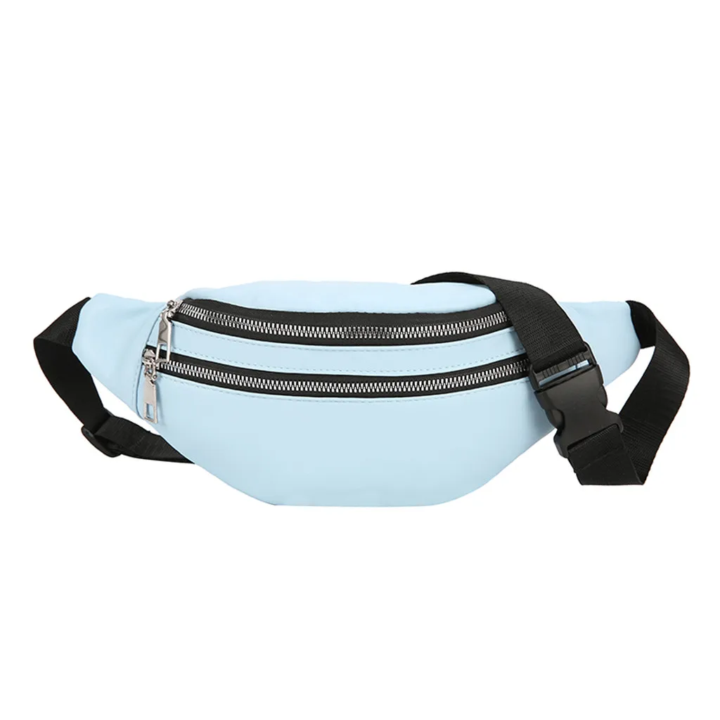 Модные мужские и женские поясные сумки унисекс модные сумки с двойной молнией кожаные сумки через плечо сумка через плечо нагрудные сумки поясная сумка#45 - Цвет: Blue