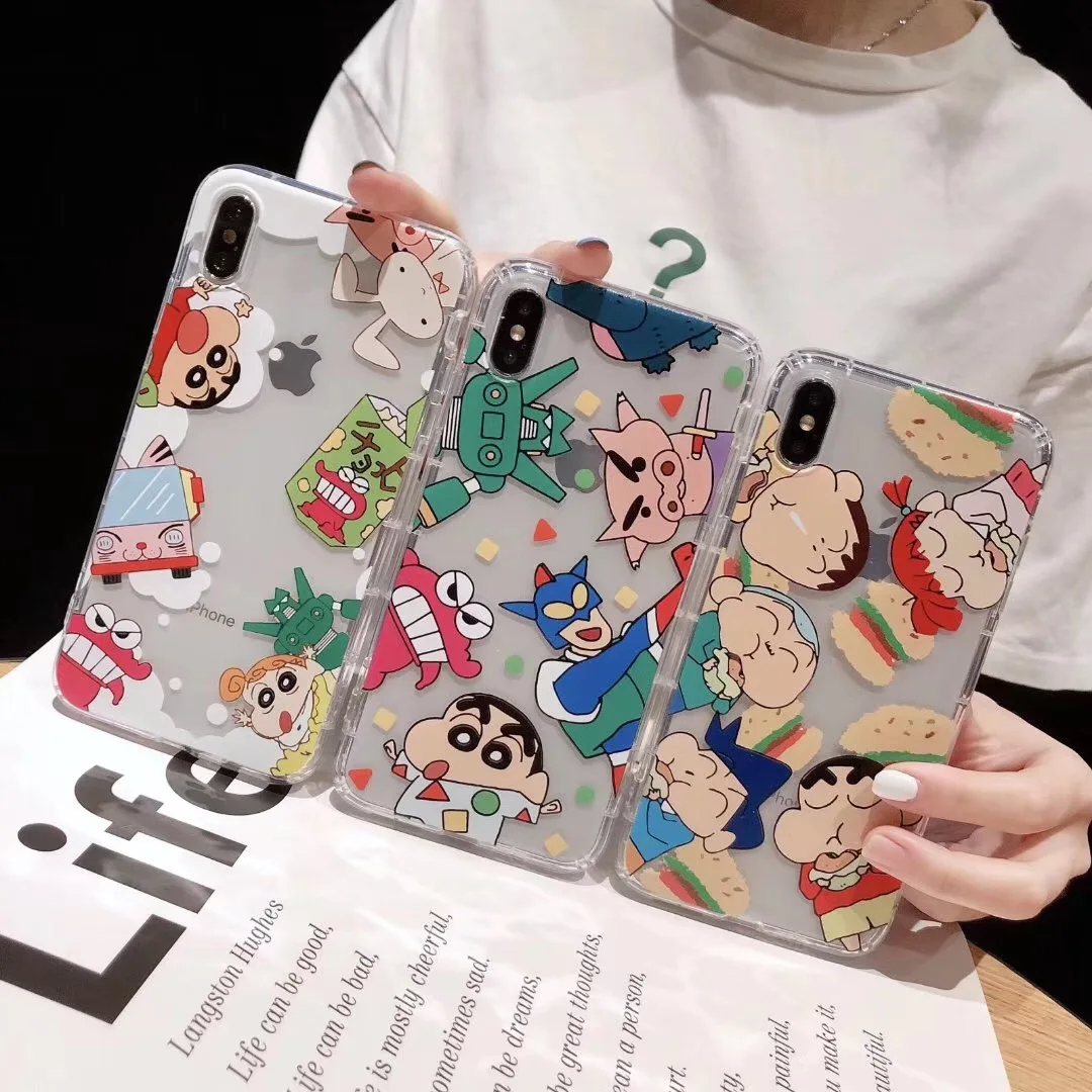 Японский милый Аниме Crayon Shinchan Ultraman чехол для iPhone X XS Max XR 8 7 6 S Plus прозрачный ТПУ