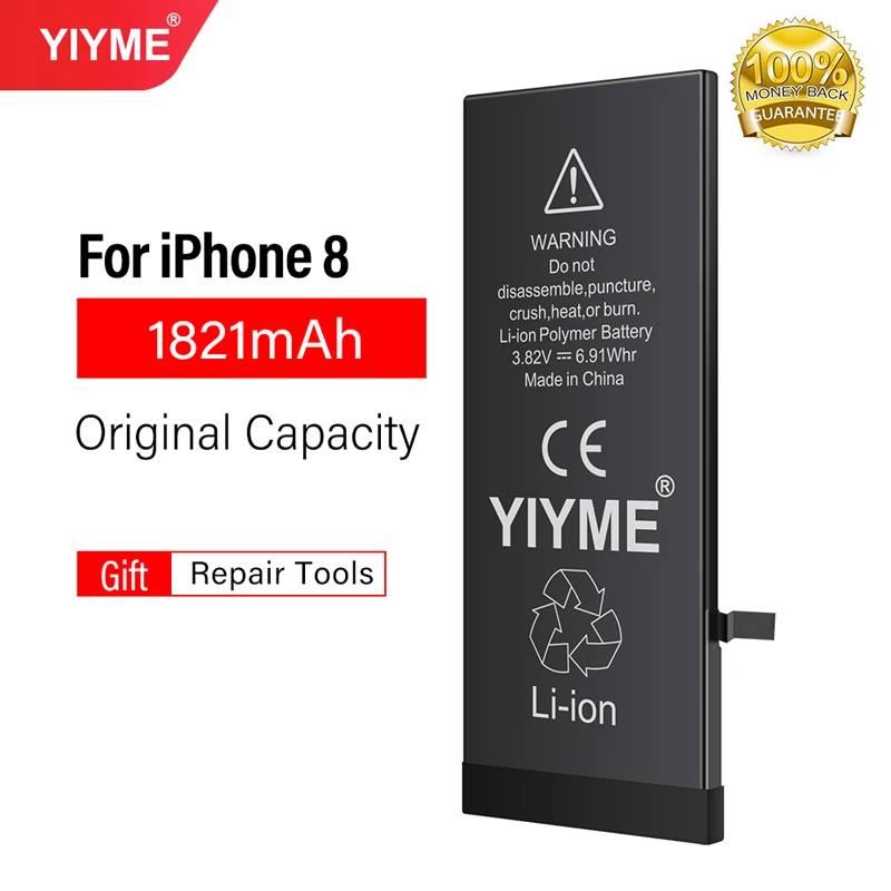 YIYME OEM запчасти телефона для iPhone 6 7 8 7plus 8plus батарея Оригинальная Емкость - Цвет: For iPhone 8 1821mAh