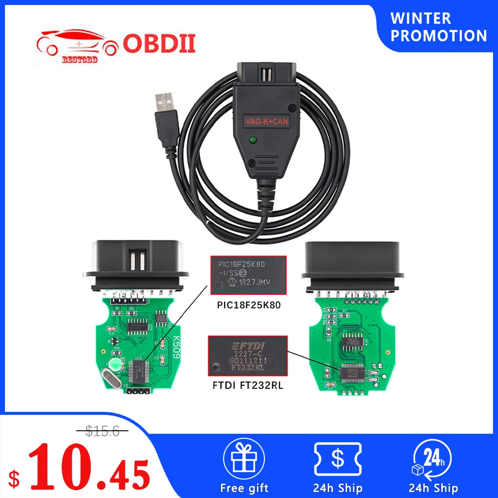 Инструмент для коррекции одометра VAG K CAN Commander 1 4 + FTDI PIC18F25K80 OBD2 OBD Автомобильный