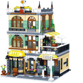 

1186PCS European City Street Building Blocks Creator Rome Store Restaurant Architecture Model Bricks Assemblage Toys Kids Gift
