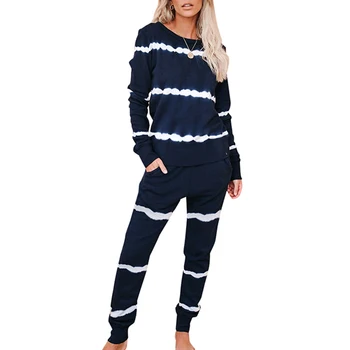 

Pajama Set Autumn Winter Striped Pajamas for Women Set Long Sleeves Pajama Set Casual O Neck Home Clothes Lounge Pijama Mujer