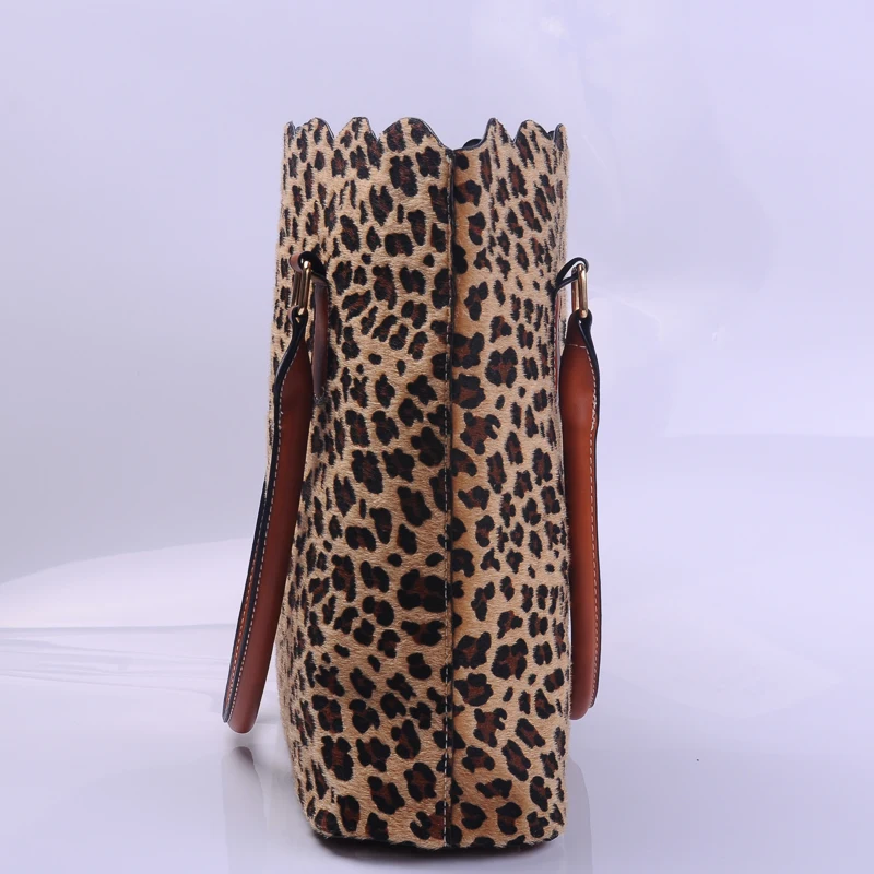 Волнистая Короткая Меховая леопардовая женская сумка Cheetah тоут кошельки
