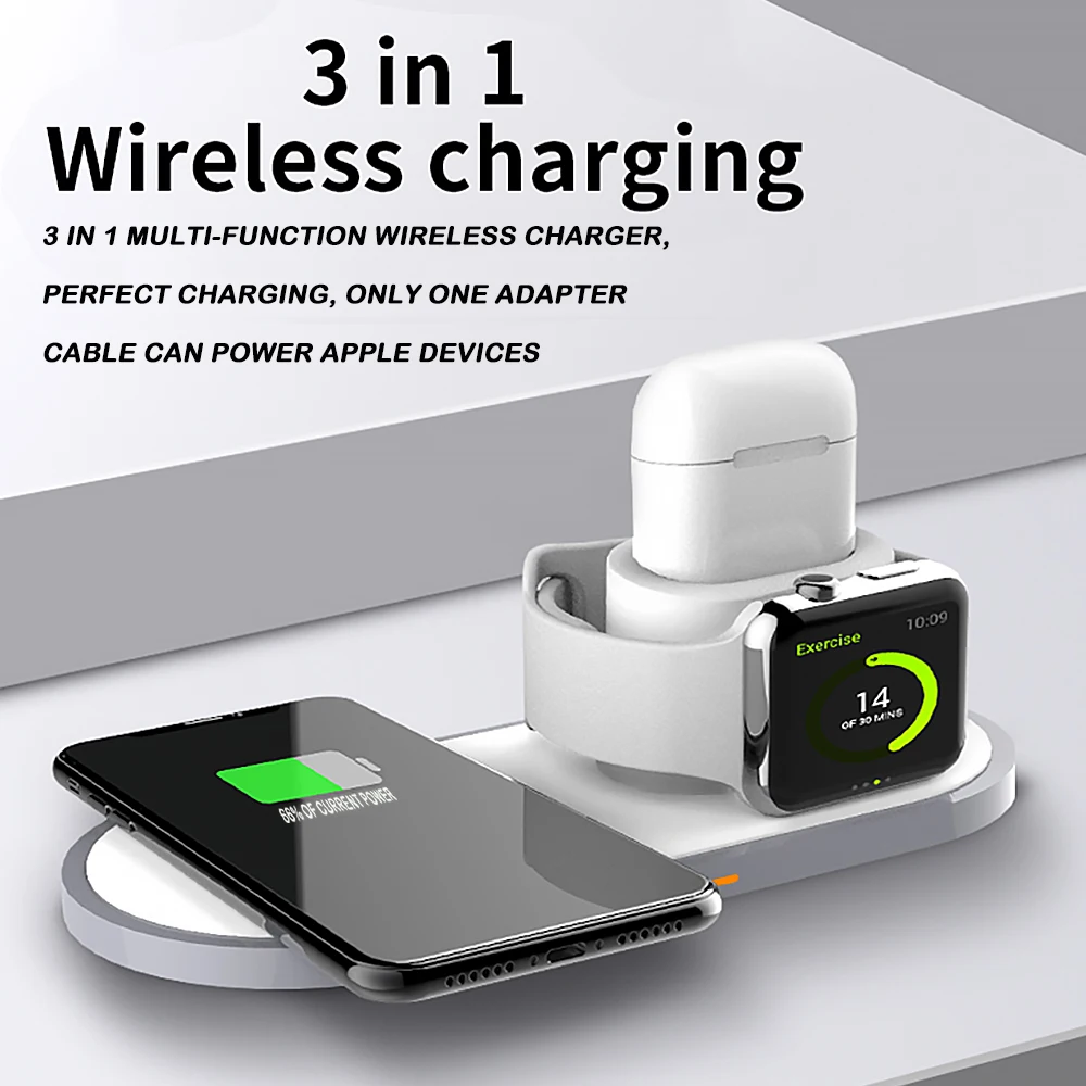 

3 in 1 Wireless Charger for Apple Watch 4 3 2 1 Fast Charger for Airpods iPhone 11 X XS MAX 8 QI Wireless Charging Pad