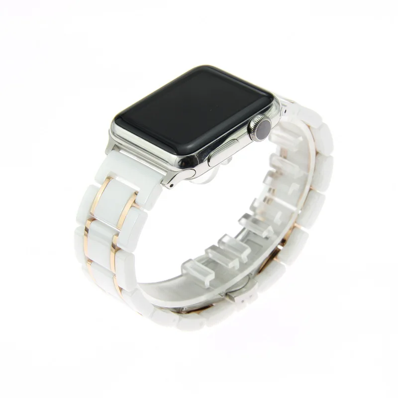 Для apple samsung S4 huawei apple watch iwatch 3 4 поколения из пяти бусин, керамические Ремешки для наручных часов из нержавеющей стали 20 мм 22 мм 24 мм