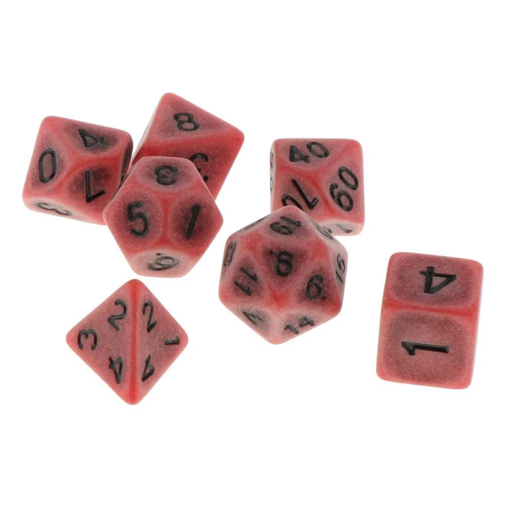 Pack of 7 Polyhedral Dices Table Board Games Party KTV for Dungeon and Dragons Polyhedral Dice Games DND Dice Set Kids Math Toys