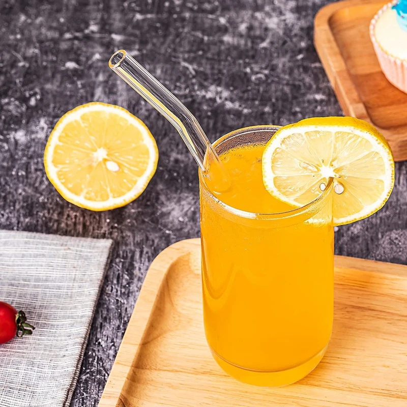 Paquete De 8 Pajitas De Vidrio De 8 Color, Pajitas Reutilizabl Ecológicas Para Beber Con 2 Cepillos De Limpieza, Suministros Para Fita De Cóctel, Jugo De Té, Verano - AliExprs