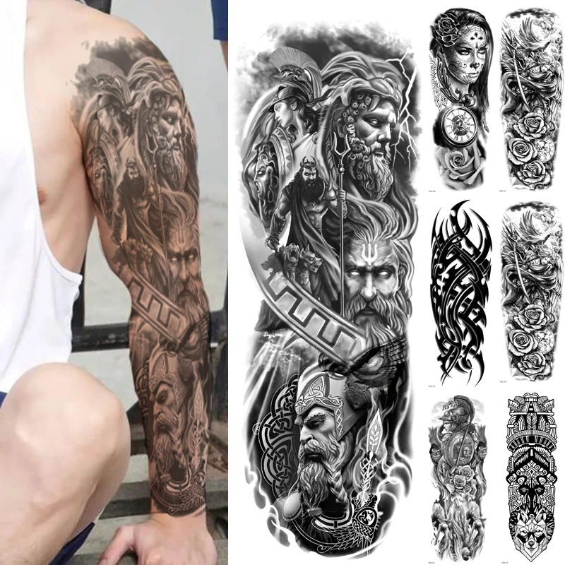 Fake Tattoo Dragon For Men Waterproof Sleeves Angel Tiger Snake Animal ...