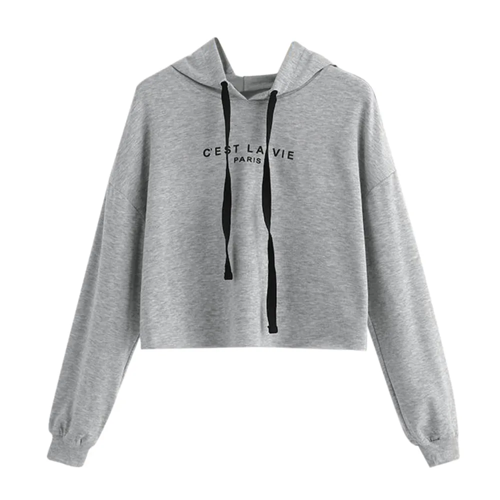 JAYCOSIN Fashion Women Casual Simple Sweatshirt Letter Long Sleeve Comfortable Popular Solid Color Soft Sweatshirt Blouse Tops