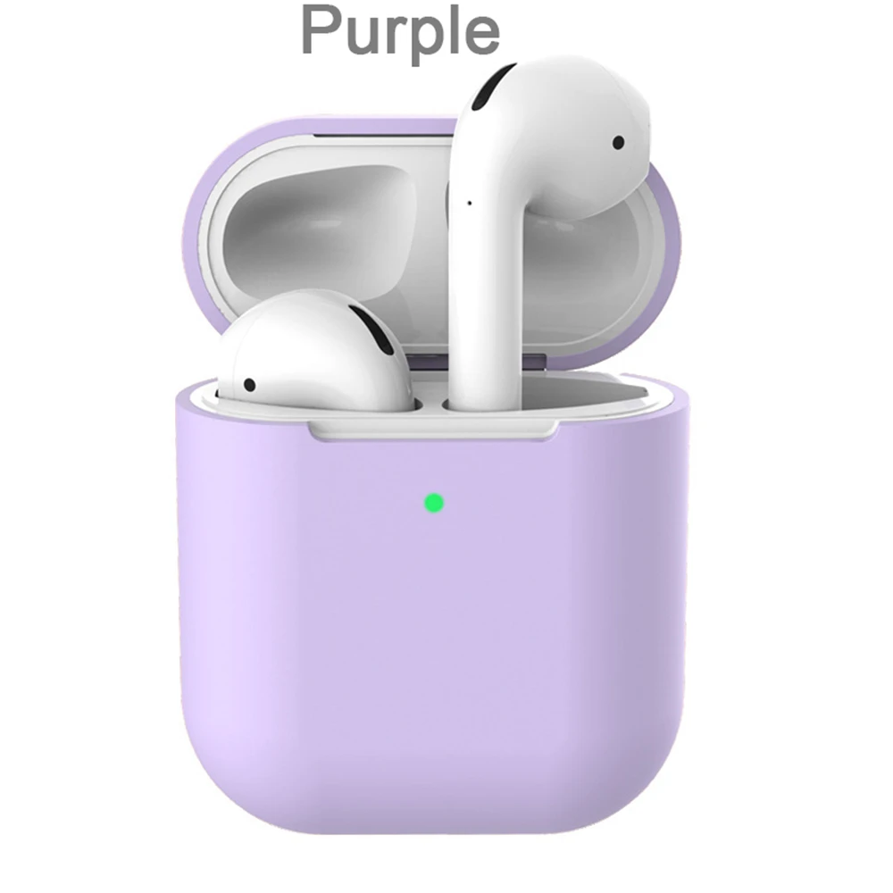 Фиолетовый Чехол для наушников AirPods 2 силиконовый чехол беспроводные Bluetooth наушники защитный чехол для Apple AirPods чехол Аксессуары - Цвет: Фиолетовый