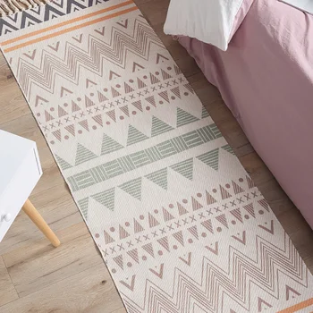 

Cotton and Linen Boho Carpet Mat Home Bedroom Floor Door Mat Bedside Tassel Blanket SP99