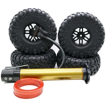 

4PCS RC Car Inflatable Tires 2.2 Inch Wheel Hub Rims for 1:10 RC Rock Crawler Axial SCX10 AX10 D90 TRX-4 RC4WD-Red Black