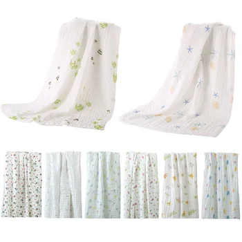 

Muslin Swaddle Baby Blankets Swaddle Wrap 6 Layer Bath Towel Baby Bedding