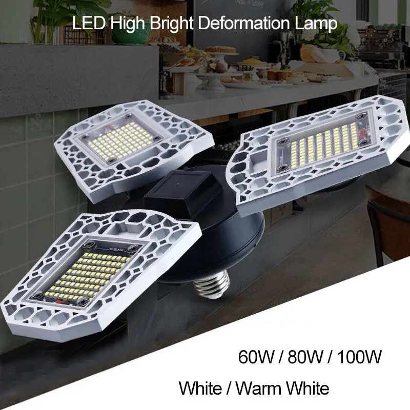 

E27/E26 LED Deformation Lamp 60W/80W/100W Sensor Light Adjustable Angle Ceiling Lamp For Workshop Soccer Field Lights