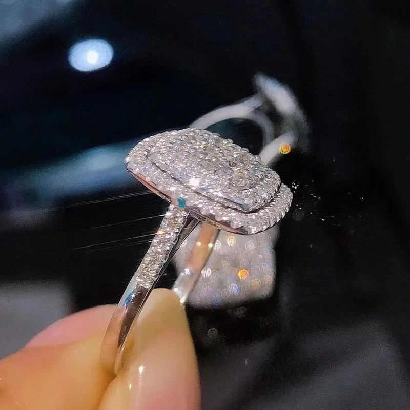 Silver Ring New Big Bling Zircon 925 Sterling Siliver Rings for Women Fashion Wedding Engagement Jewelry for Women