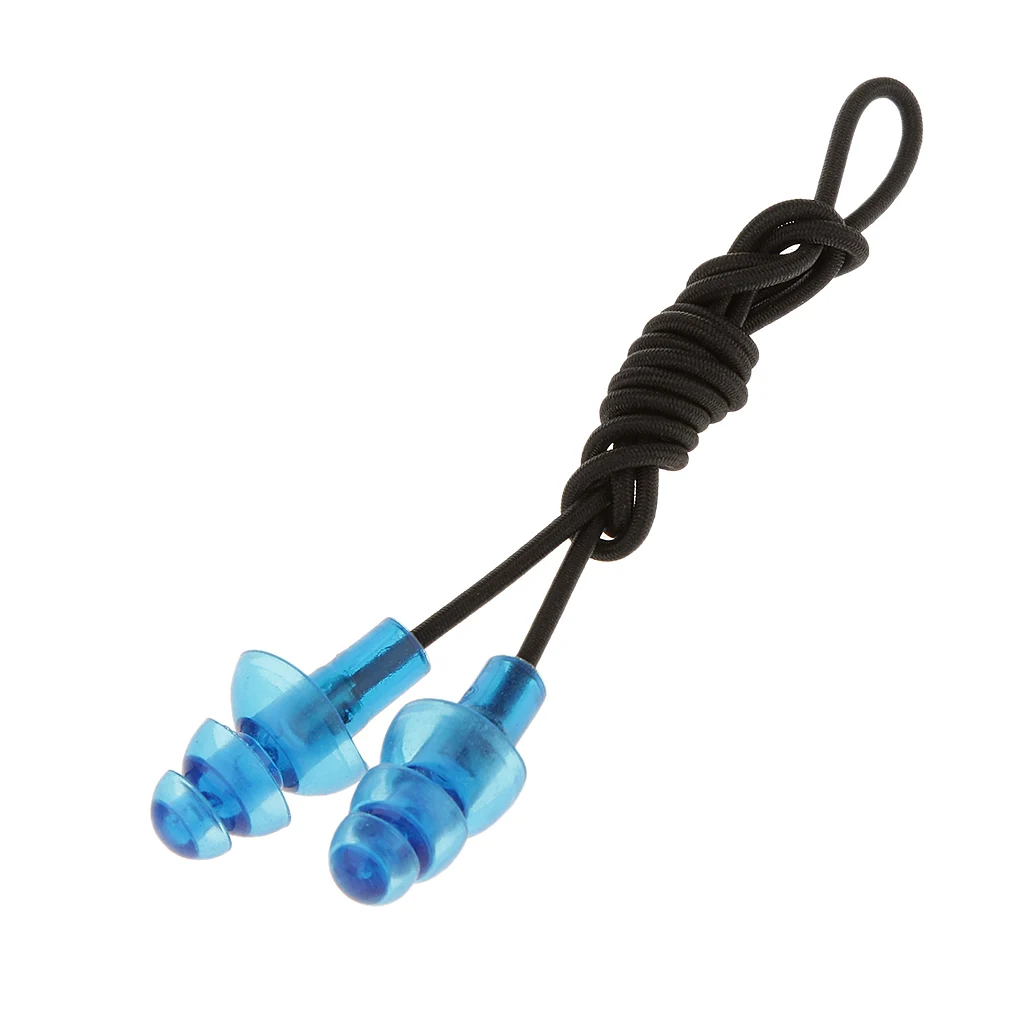 BF Black Elastic Rubber String Clear Blue Silicone Swim Ear Plugs 5x 