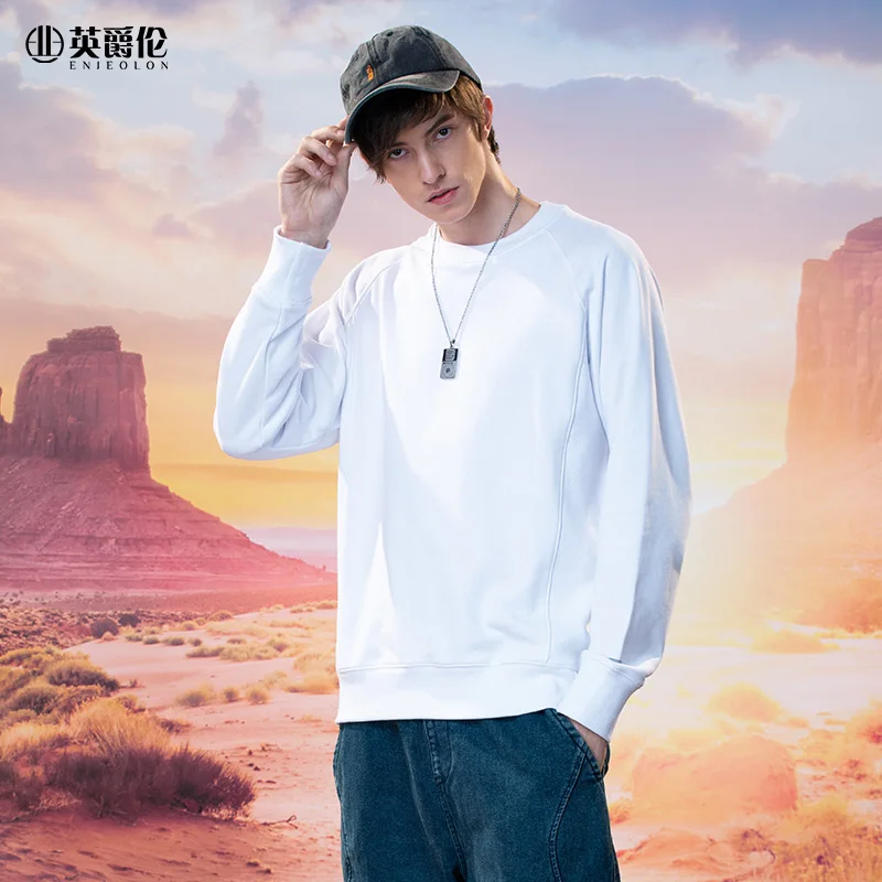 

Enjeolon Hoodie Sweathirts Men 2020 Autumn New Causal Pullover Sweathirts Simplicity Fashion Solid Color Tops WY739