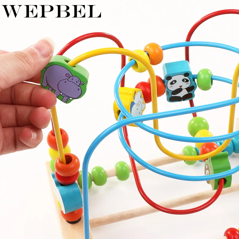 WEPBEL образовательный Дошкольный для маленьких мальчиков и девочек горки вокруг круга бисера раннего развития игрушки с мини Abacus