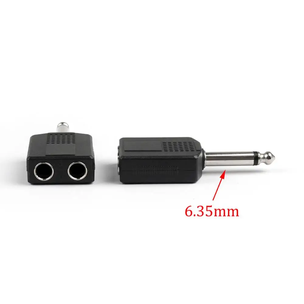 Artudatech 100Pcs 1 4 6 35mm Mono Plug Adapter to 2 Way 6 35mm Mono Jack Headphone Y Splitter Connector Parts