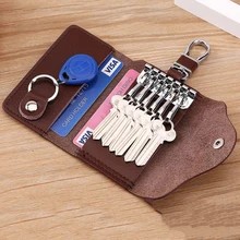 Men's business leather key case waist hanging key chain household large capacity female fashion multi-function car lock key bag