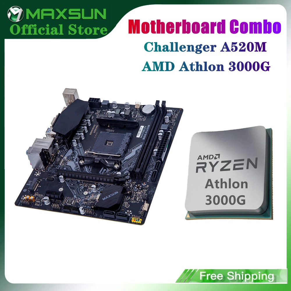 Maxsun Desktop Motherboard Combo A520m Cpu Amd Athlon 3000g New But