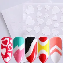 Крестообразные наклейки для ногтей INS французский дизайн белые в форме сердечек Цветочные наклейки улыбка волна точечная наклейка для ногтей