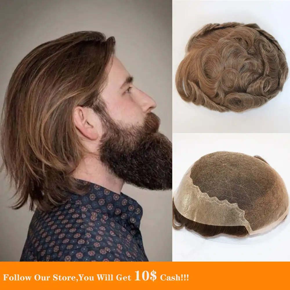 Bymc レース Pu 男性かつら黒とライトブラウン Afra 髪の交換システムインドの Remy 毛かつらウィッグオム在庫 ヘアピース Aliexpress