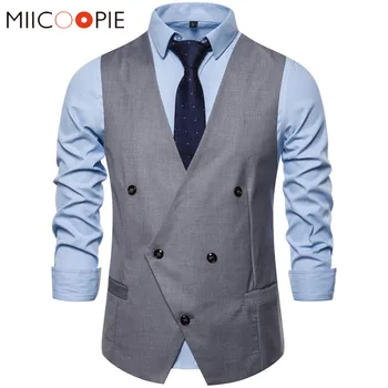 

Formal Mens Suit Vest New Double Breasted Irregular Tailoring Wedding Large Suit Vests Men Casual Business Gilet Homme Costume