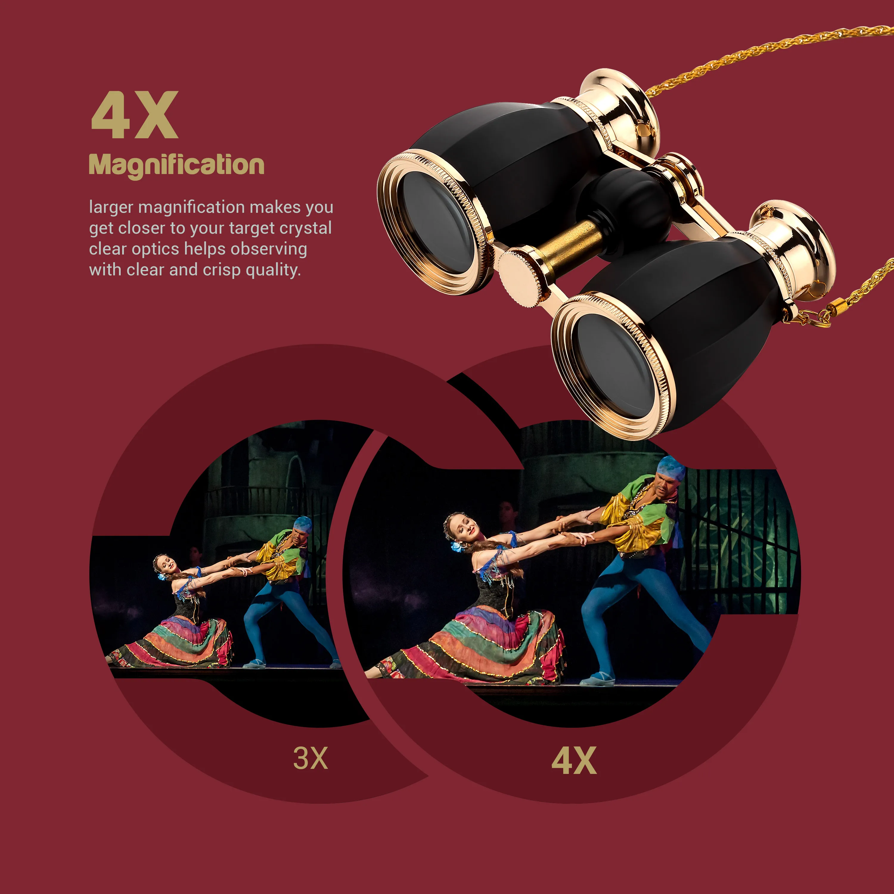 4X30mm Opera Glasses Binoculars for Women Adults Theater Glasses Compact Binoculars for Theater and Concerts