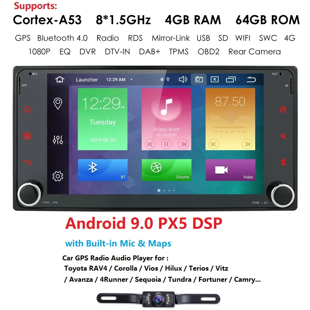 Discount 7"Android9.0 Car DVD Player for Toyota Hilux Corolla Camry Prado RAV4 Octa-Core WIFI 4G RAM+64G ROM Bluetooth+Free Rear Camera 0 Discount 7"Android9.0 Car DVD Player for Toyota Hilux Corolla Camry Prado RAV4 Octa-Core WIFI 4G RAM+64G ROM Bluetooth+Free Rear Camera 0