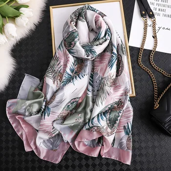 

2019 new style Spring and summer luxury soft print silk muffler women fashion gift shawl lady shawl beach Large size wraps hijab