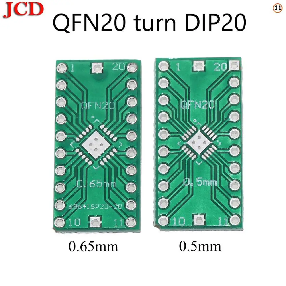 JCD комплект печатной платы SMD поворот к DIP SOP MSOP SSOP TSSOP SOT23 8 10 14 16 20 24 28 SMT к DIP SMD преобразователь адаптера - Цвет: No11 QFN20 to DIP20