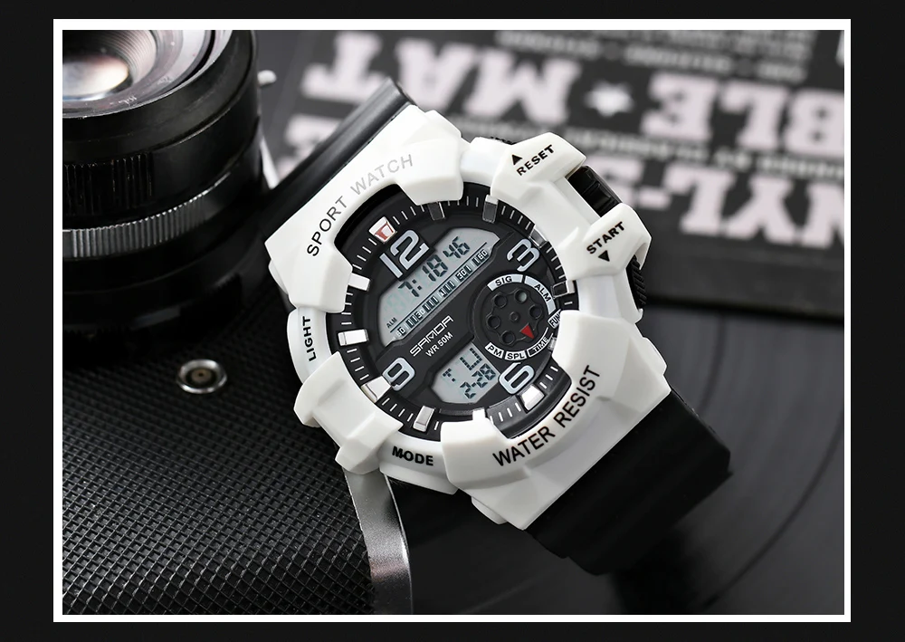 Бренд SANDA светодиодные цифровые армейские часы мужские спортивные часы для плавания и альпинизма модные уличные повседневные мужские наручные часы
