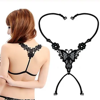 

Women Sexy Lace Invisible Bra Free Strap Slip Cross Strap Back Strap Backless Bowknot Butterfly Bra Adjustable Shoulder Strap