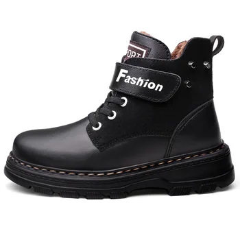 

Winter Boys Boots Children Shoes New Boy Genuine Leather Fashion Martin Boots Student Sneakers Plus Velvet Warm Kids Snow Boots