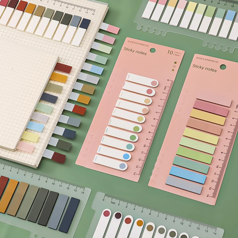 200 Sheets Retro Morandi Index Memo Pad Posted It Sticky Notes Paper Sticker Notepad Bookmark School Supplies Kawaii Stationery