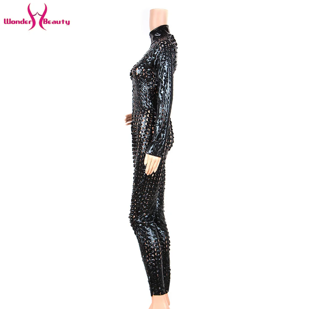 shiny metallic catsuit latex faux leather jumpsuit body suit leotard bodycon clubwear bar pole dance costume wet look bodysuit (41)