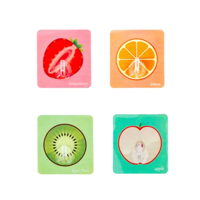 

4pcs Creative Adhesive Wall Hook Resin Fruit Pattern Non-trace Door Hooks Sticky Hooks for Kitchen and Bathroom Walls