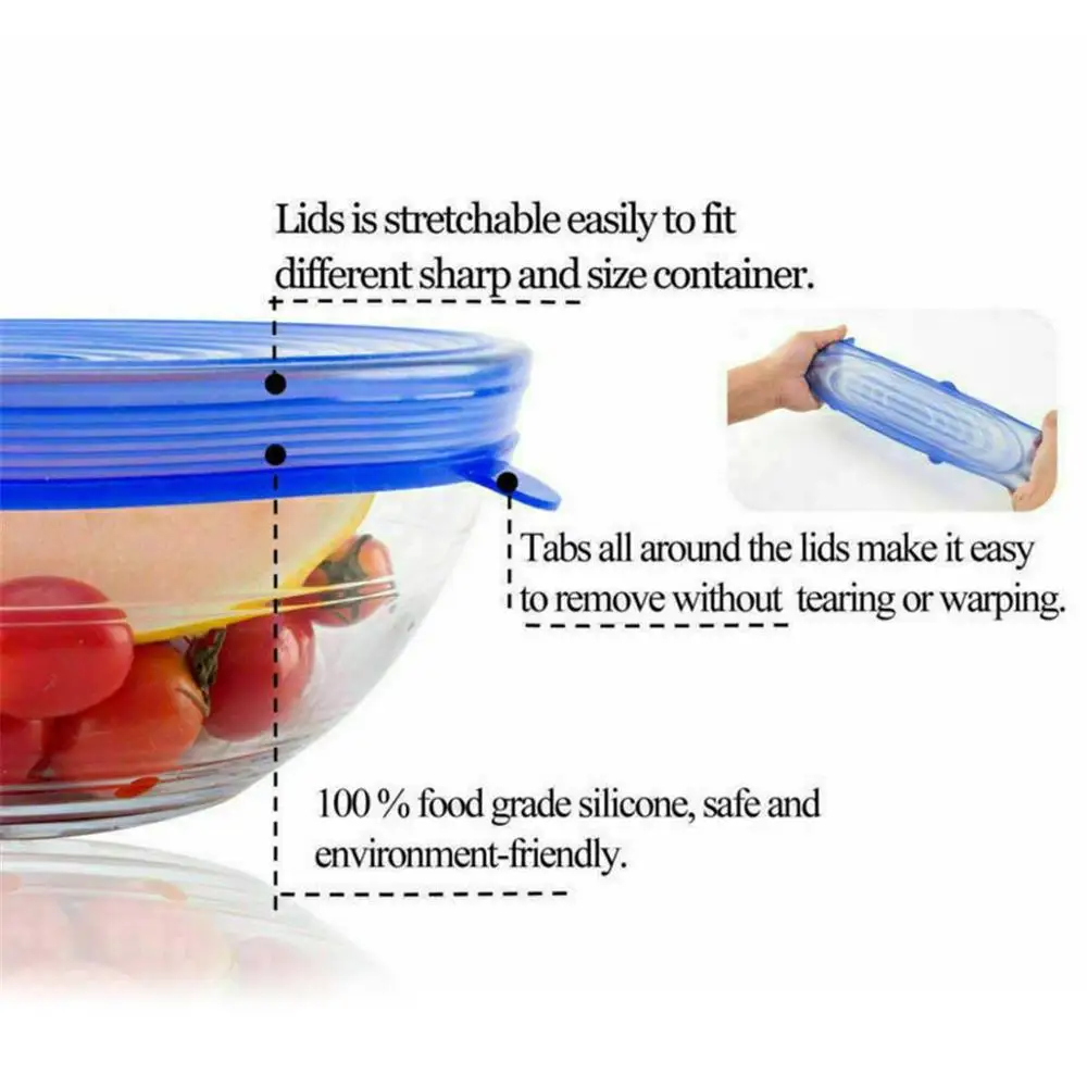 Podes de silicone reutilizáveis com tampa para alimentos, acessórios  universais para cozinha, 69 unidades|Tampas p/ manter alimentos frescos| -  AliExpress