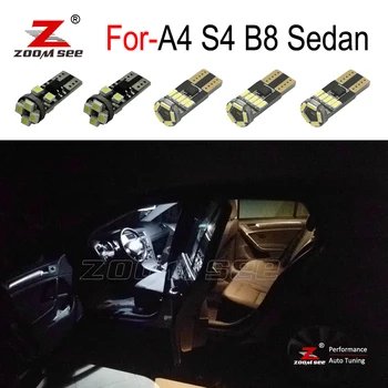 

White LED plate bulb + LED reverse backup tail lamp + LED Interior dome map Lights Kit for Audi A4 B8 8K2 S4 Sedan (2009-2015)