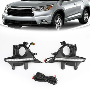 

Areyourshop 1 Pair LED Bumper Fog Lights Lamps w/Wiring Kit For Toyota Highlander 2014-2016 LED Daytime Running Light Car Parts