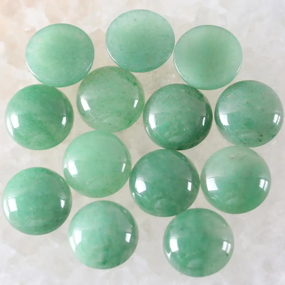 12MM 16MM Round CAB Cabochon Natural Stone Gem Green Aventurine No Drilled Hole Beads For Jewelry Making Bracelet Earring 10Pcs | Украшения