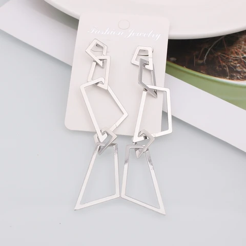 Hollow Geometric Long Irregular Exaggerated Drop Earring for Women Korean Temperament Fashion Oorbellen Jewelry Girl Gift