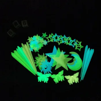 

100Pcs 3D Stars Moon Wall Stickers Glow In Dark Luminous Fluorescent WallPaper For Kids Baby Room Bedroom Ceiling Home Decor