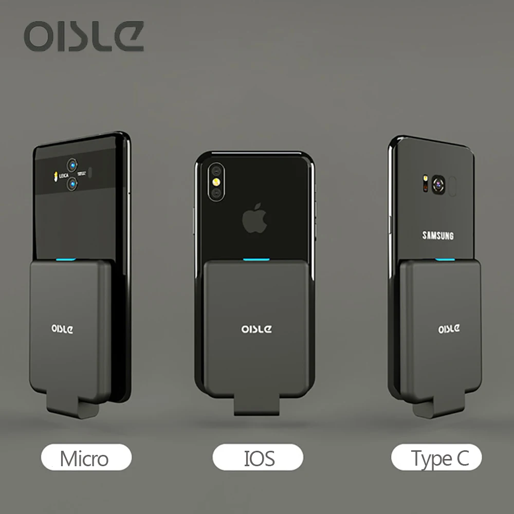 OISLE Mini Portable Back Clip External Battery Charger Cases Power Bank for iPhone X XS max 11 Pro/Samsung/Huawei/Xiaomi Banks afbeelding