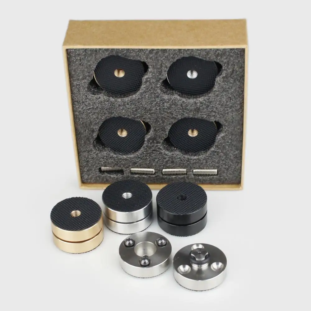 Alto-falante à Prova de Choque Alumínio Inoxidável Spike Pads Amplificador Bola Cerâmica Isolamento Suporte Pés 4 Pçs 39mm Aço - Image 4